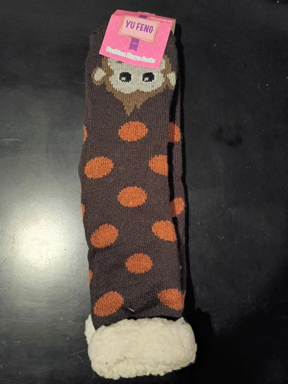 Yu Feng Ultra-Soft Fleece-Lined Monkey Cozy Warm Winter House Slipper Socks